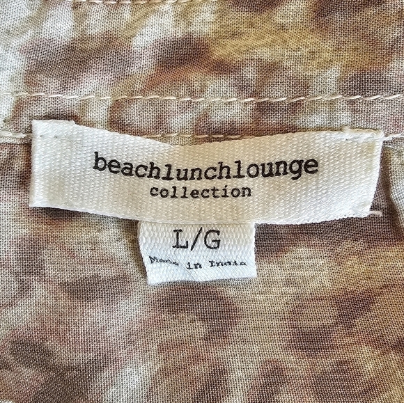 BEACH Lunch Lounge Flowy Coastal Tan Animal Print Blouse Size Large - Picture 14 of 16